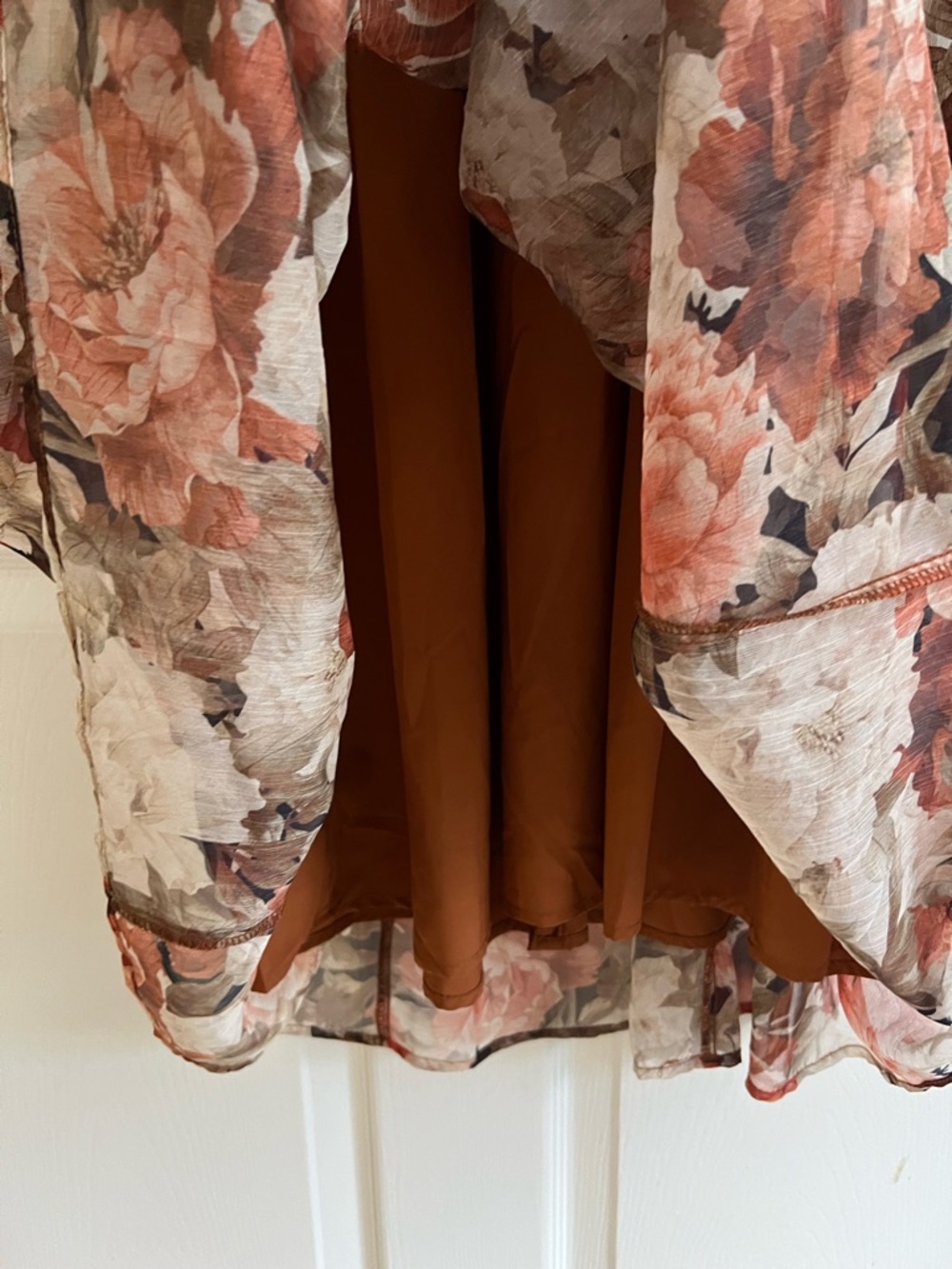 BaeVely Lane 201 Rustic Romance Brown Tan Floral Cottagecore Midi Dress Medium - Picture 8 of 9
